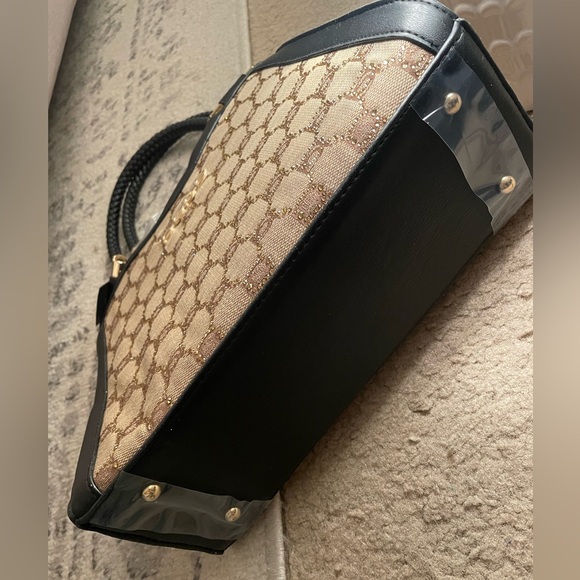 BEBE ๐ค๐ค Crystal Agathe Jacquard Crystal medium Satchel Handbag purse bag NWT - Picture 9 of 14